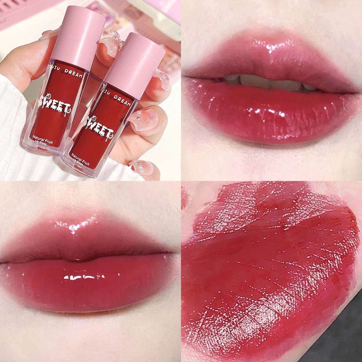 Watery crystal lip gloss Moisturizing Long-lasting color Full gloss Transparent ice cube lipstick Three colors available