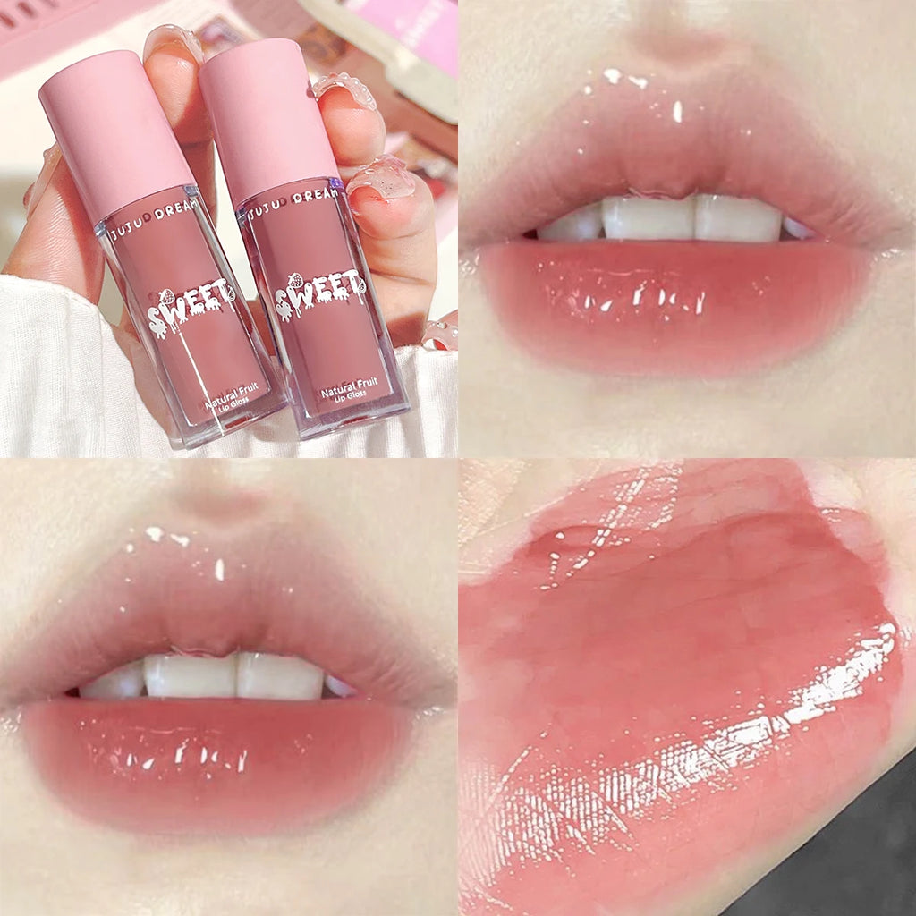 Watery crystal lip gloss Moisturizing Long-lasting color Full gloss Transparent ice cube lipstick Three colors available