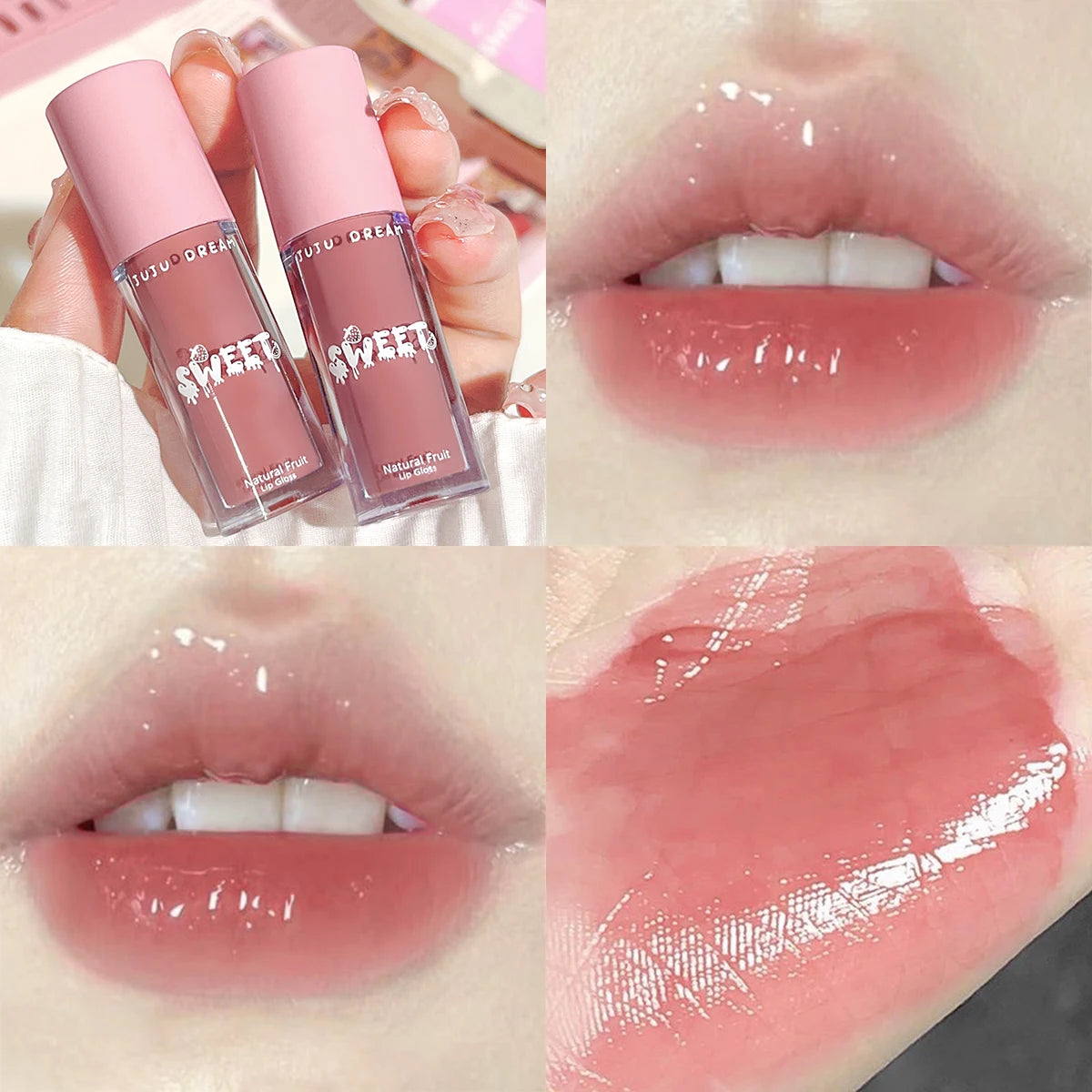 Watery crystal lip gloss Moisturizing Long-lasting color Full gloss Transparent ice cube lipstick Three colors available