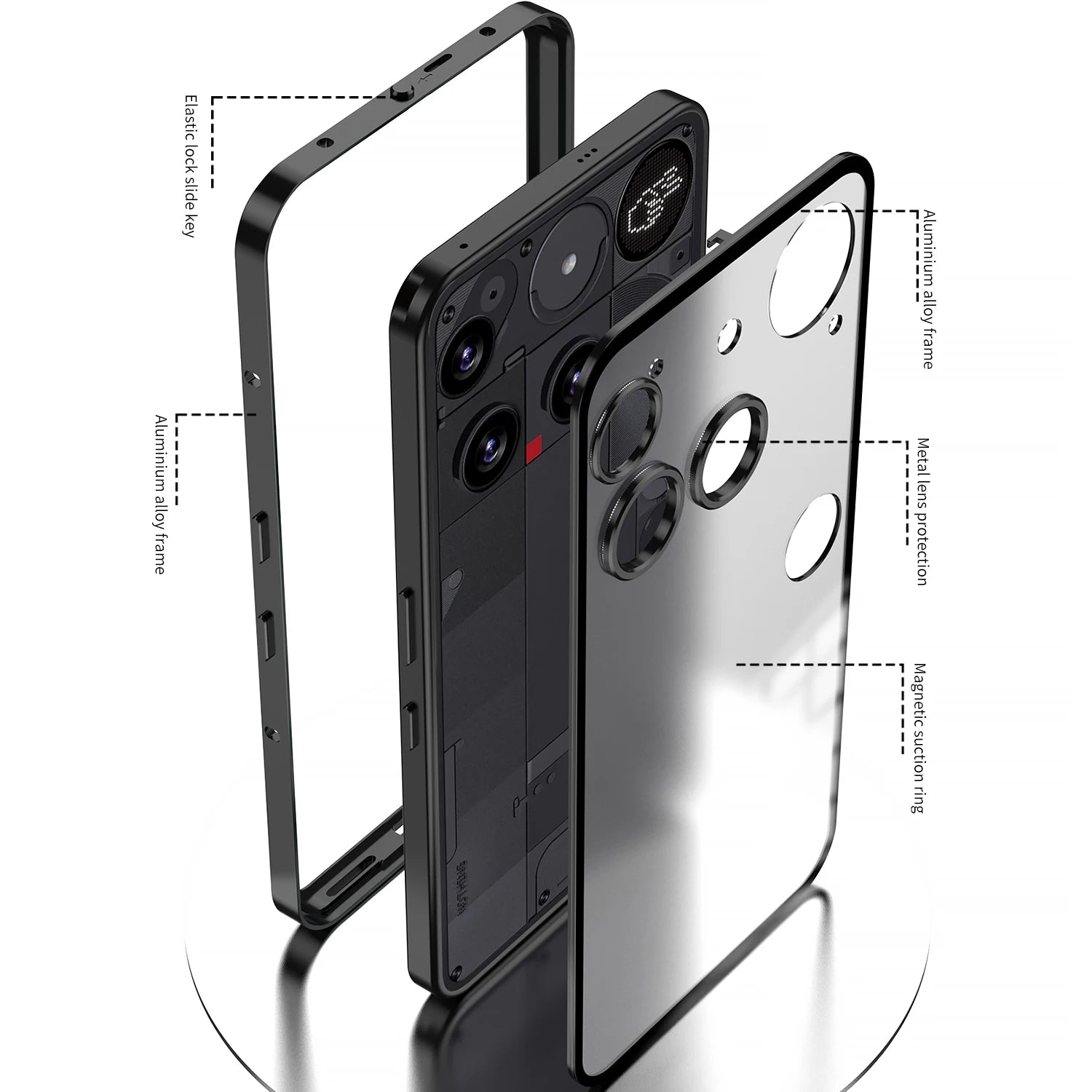 Magnetic Metal Frame Case for Nothing Phone 3 3A Metal Acrylic Back Cover Shockproof Funda For Nothing Phone 3A Pro 3 A Coque