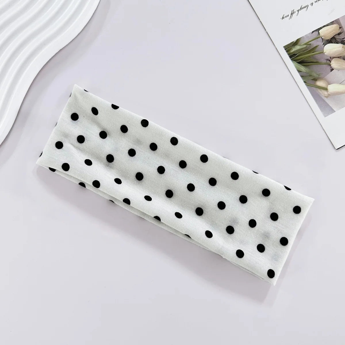 Y2K Retro Polka Dot Stretch Women Girl Headband Boho Style Fashiona Versatile Wide Headbands Yoga Sports Dating Hair Accessories