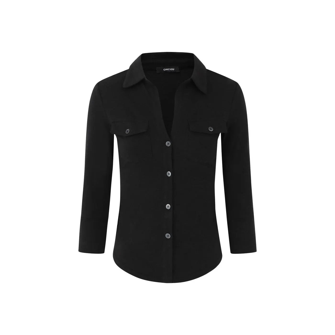 Slim Fit  Neck Shirt Women's Early Autumn Top Black Long Sleeve Commute Style Korean Version Regular Thickness Chinese Pr...