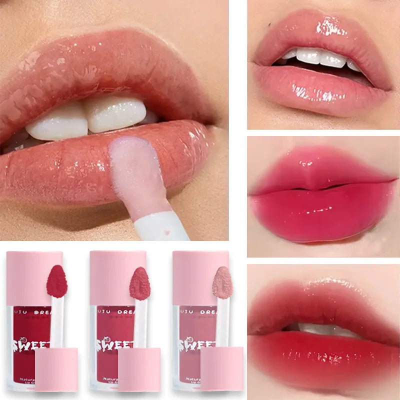 Watery crystal lip gloss Moisturizing Long-lasting color Full gloss Transparent ice cube lipstick Three colors available