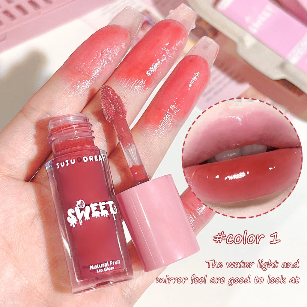 Watery crystal lip gloss Moisturizing Long-lasting color Full gloss Transparent ice cube lipstick Three colors available
