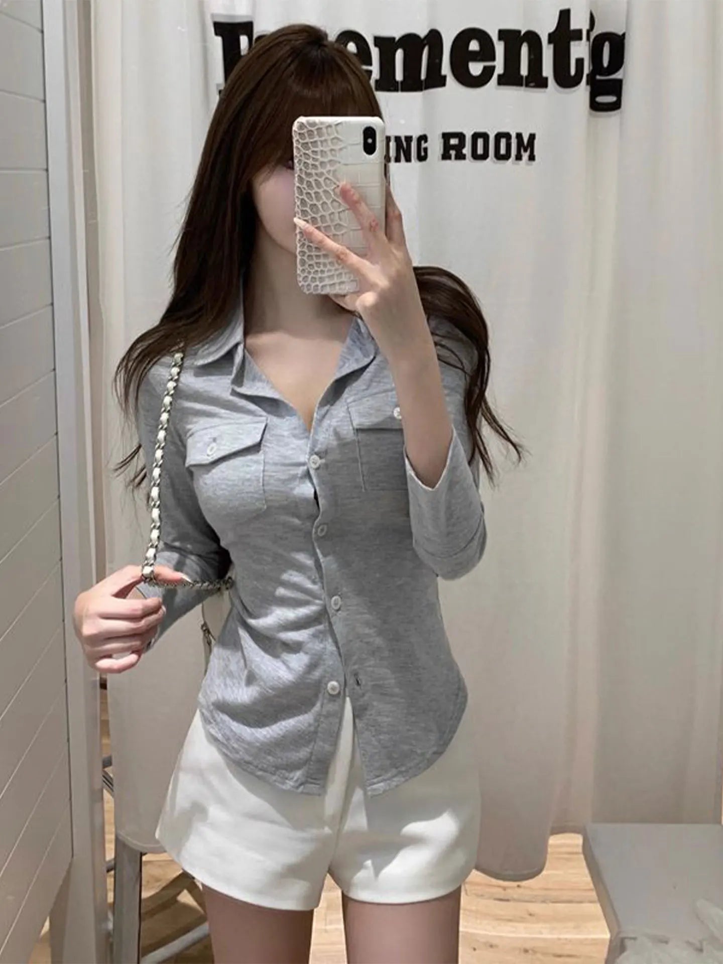 Slim Fit  Neck Shirt Women's Early Autumn Top Black Long Sleeve Commute Style Korean Version Regular Thickness Chinese Pr...