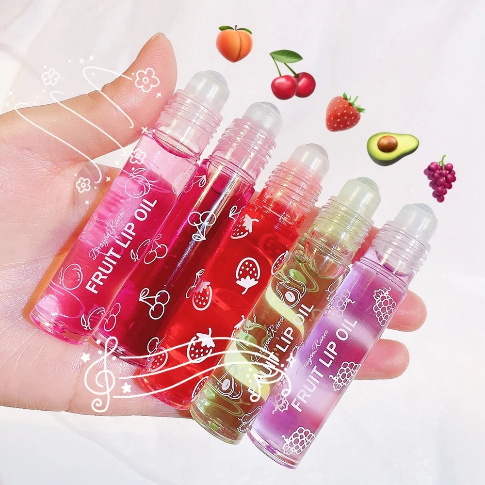 6 Pcs Hydrating Lip Glow Oil, Roll On Lip Gloss Set, Fruit Flavored Lip Gloss Set, Transparent Plumping Lip Gloss Natural Shiny,
