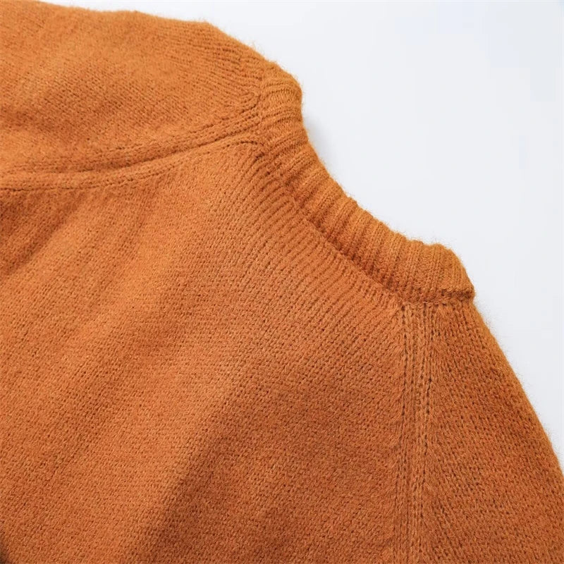 Women's Lace Bow Knit Cardigan, Crew Neck, Long Sleeve, Single Button, Soft Knitted Sweater Jacket, Autumn Daily Casual