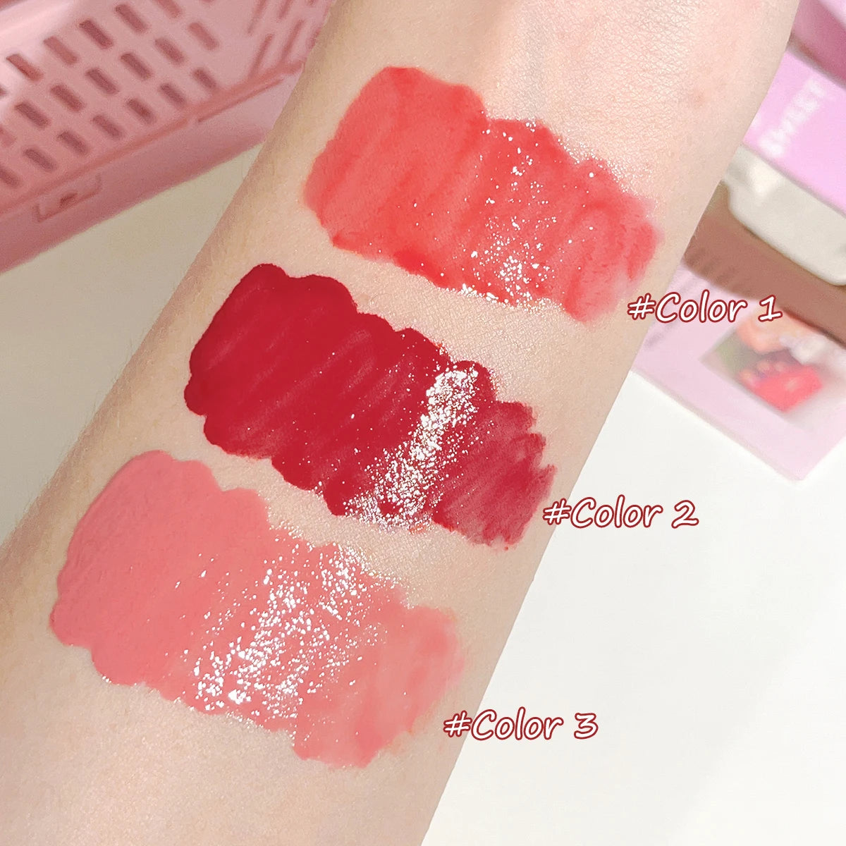 Watery crystal lip gloss Moisturizing Long-lasting color Full gloss Transparent ice cube lipstick Three colors available