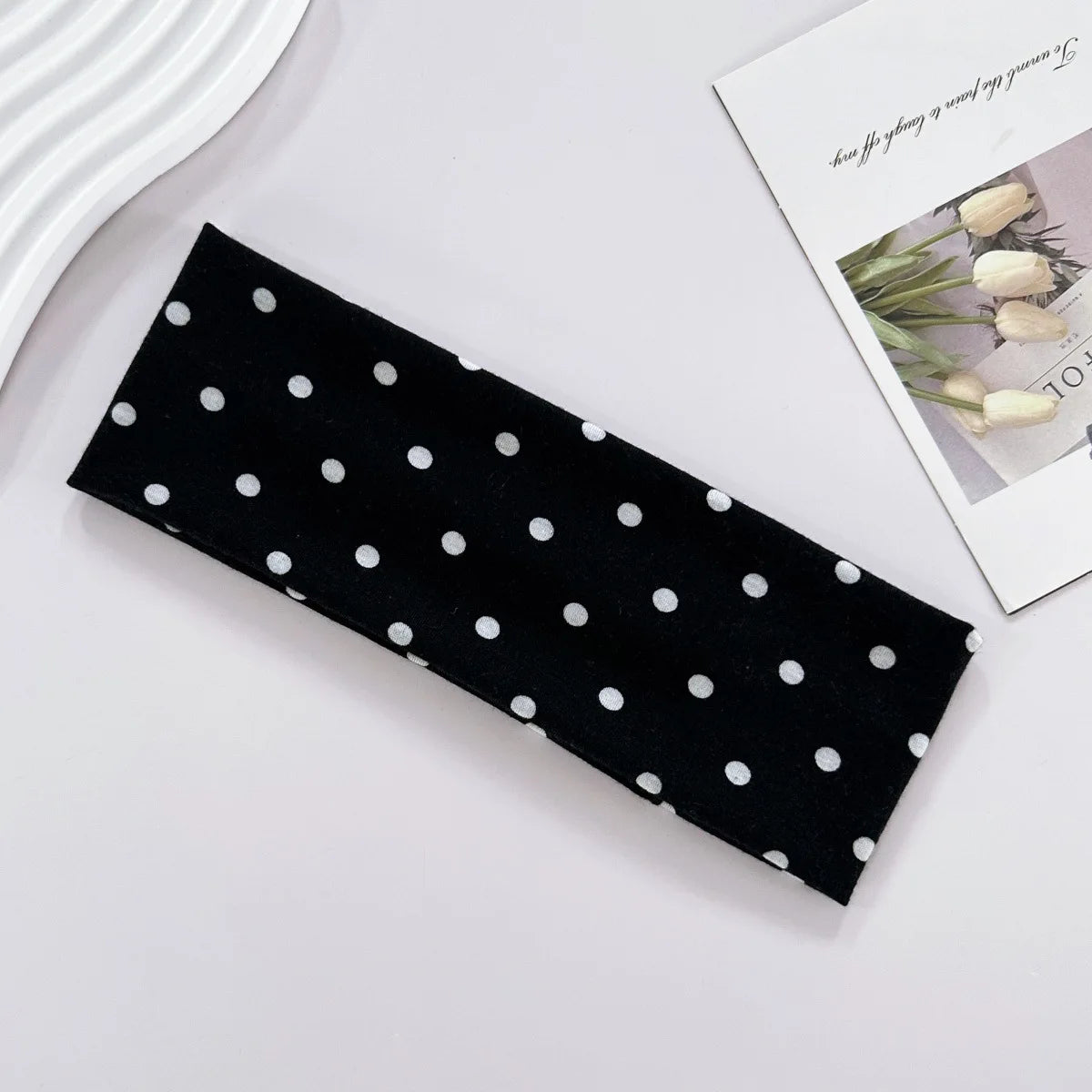 Y2K Retro Polka Dot Stretch Women Girl Headband Boho Style Fashiona Versatile Wide Headbands Yoga Sports Dating Hair Accessories