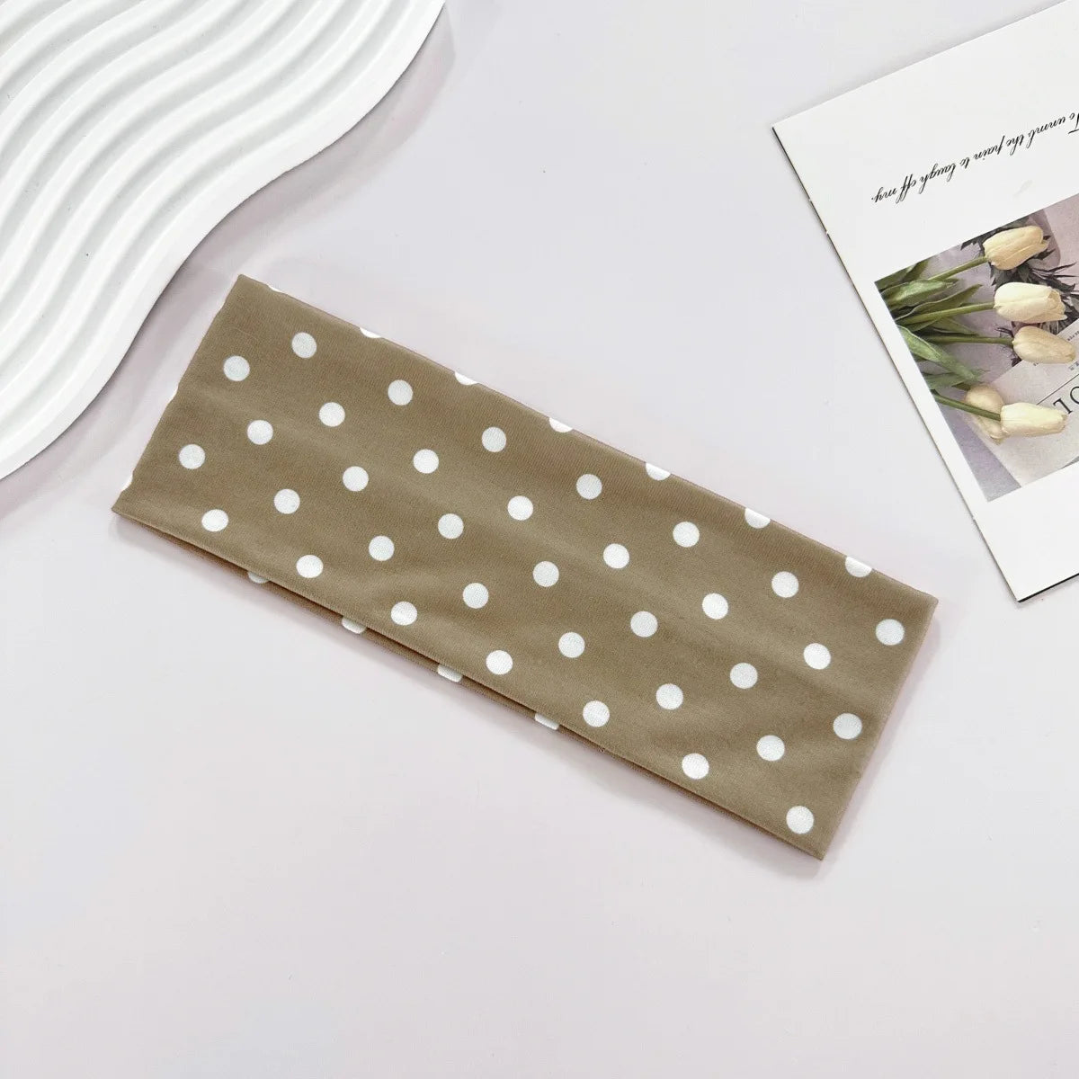 Y2K Retro Polka Dot Stretch Women Girl Headband Boho Style Fashiona Versatile Wide Headbands Yoga Sports Dating Hair Accessories