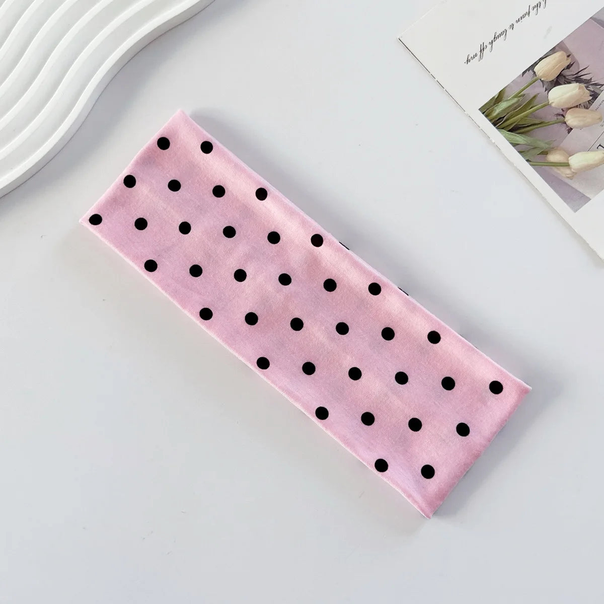 Y2K Retro Polka Dot Stretch Women Girl Headband Boho Style Fashiona Versatile Wide Headbands Yoga Sports Dating Hair Accessories